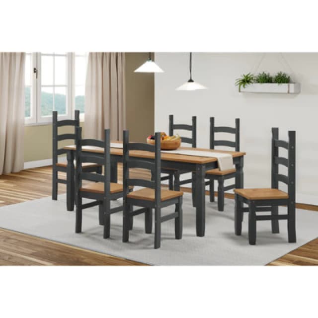 Mercers Furniture Corona Charcoal 6'0" Dining Table & 6 Chairs