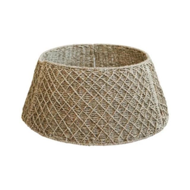 Ivyline Round Foldable Diamond Wicker Tree Skirt - L60 X W60 X H26cm - Brown