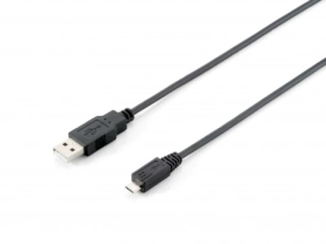 Equip USB 2.0 Type A to Micro-B Cable. 1.8m . Black