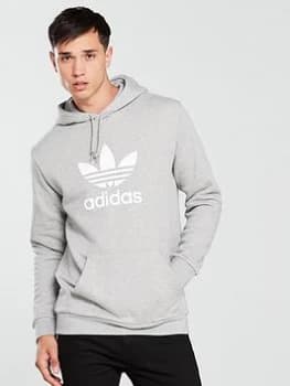 adidas Originals Trefoil Pullover Hoodie - Medium Grey Heather Size M Men