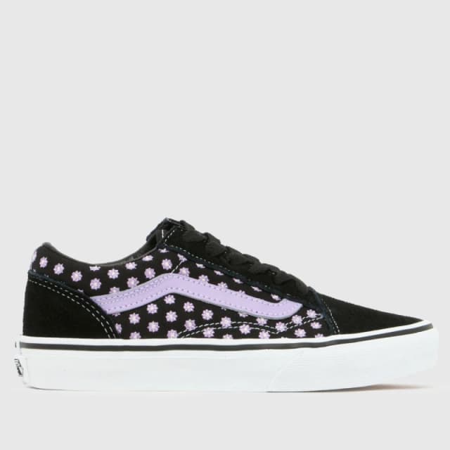 Vans Black & Purple Old Skool Girls Junior Trainers Black & Purple UK 1 (EU 32)