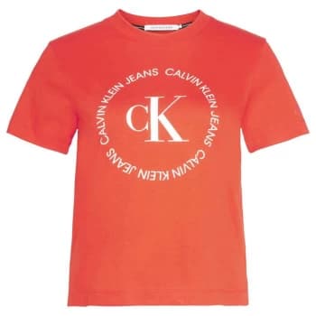 Calvin Klein Jeans Round Logo T Shirt - Fiery Red