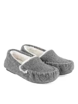TOTES Totes Isotoner Ladies Fur Line Felt Moccasin, Light Grey, Size 5, Women