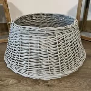 40/58cm Deluxe Wicker Willow Christmas Tree Skirt - Medium Light Grey - Samuel Alexander