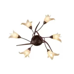 (0024 004) Florida Ceiling 6 Light E14, Brown/Black Oxide