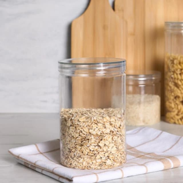 OHS OHS Round Plastic Jar Food Storage Container Medium Clear Lid in White White One Size Unisex 5027434184507