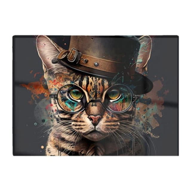Warren Reed Designer Bengal Cat With Glasses Chopping Board