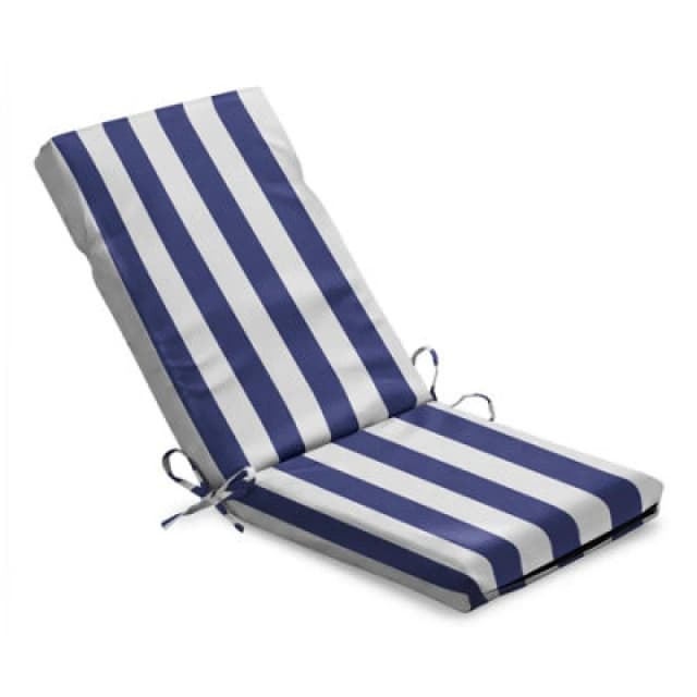 Luxury Living Wide Striped Outdoor Full Chair Pad Blue