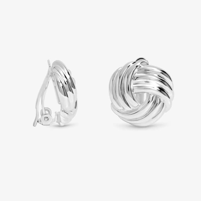 Jon Richard Silver Plated Knot Stud Clip Earrings Silver female One Size
