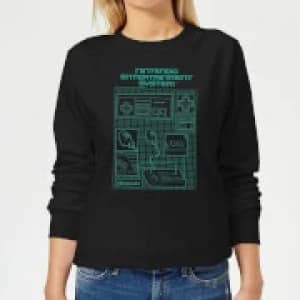 Nintendo NES Controller Blueprint Womens Sweatshirt - Black