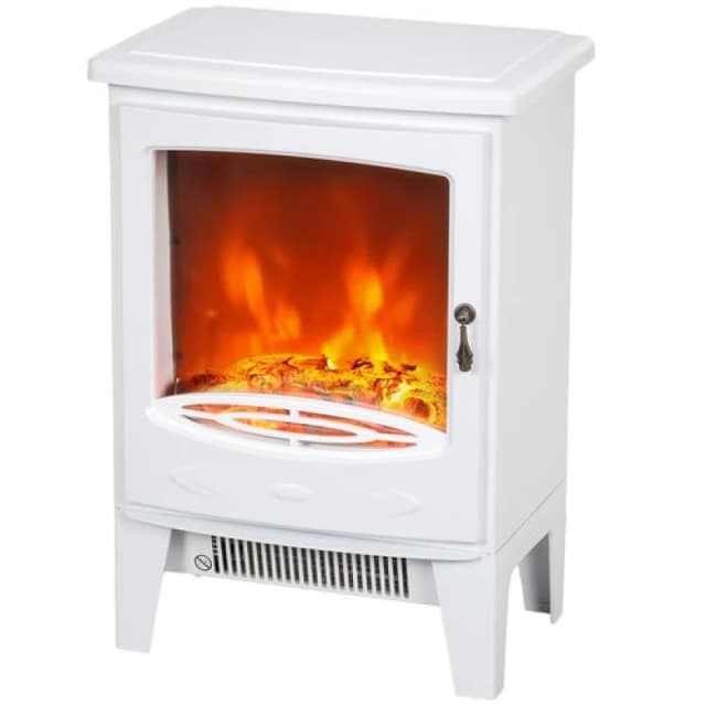 HOMCOM Electric Fireplace Freestanding W/ Realistic Flame Effect, White 820-164V70WT