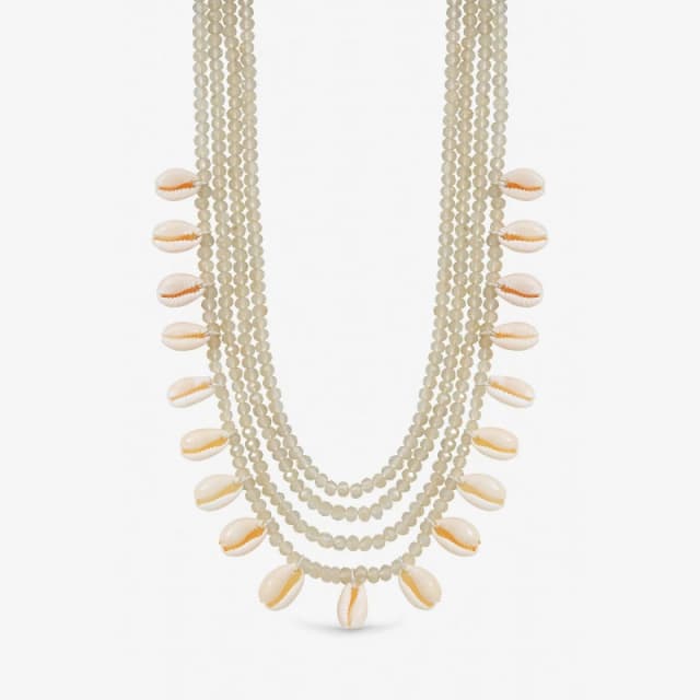 Mood Silver Plated Shell and Bead Multirow Necklace Silver female One Size