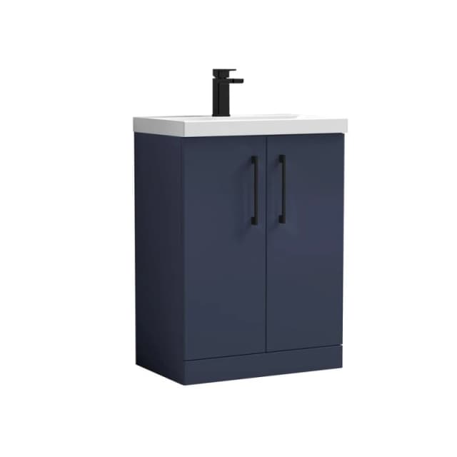 Balterley Contemporary Bathroom Floor Standing 2-Door & Basin, Blue, 600mm in Blue Blue Unisex