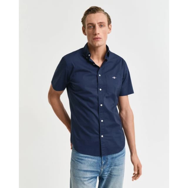Gant REG POPLIN SS SHIRT MARINE S - Blue Blue S