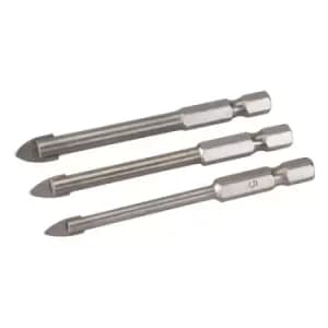 Silverline Hex Drive Tile & Glass Drill Bit 3pce Set - 5, 6 & 8mm