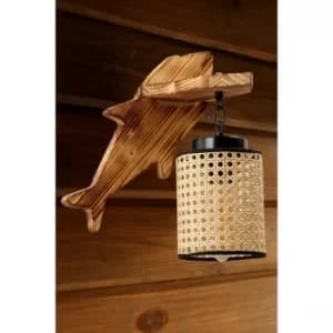 Bal?k yan?k rattan abajurlu aplik Light Brown Wall Lamp