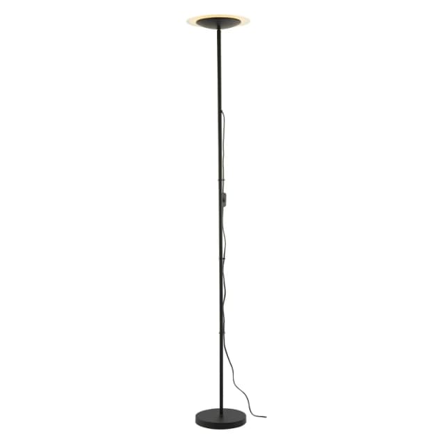 Happy Homewares LED Black Switched Uplighter Floor Lamp with Frosted White Polycarbonate Shade Black Unisex
