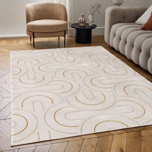 THE RUGS Carmel Modern Area Rugs & Runners Arch Design Soft Pile in Gold Size: 120cm x 170cm Gold Unisex 120cm x 170 cm