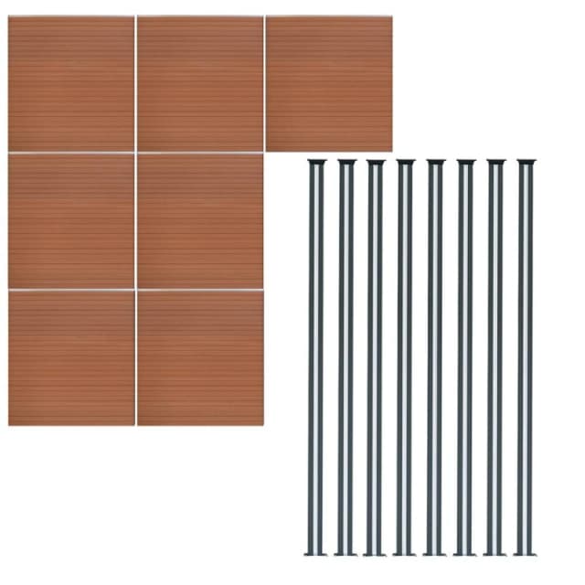 Monstershop Composite Fence Panels & LED Posts 6ft x 40ft - Brown Brown Unisex