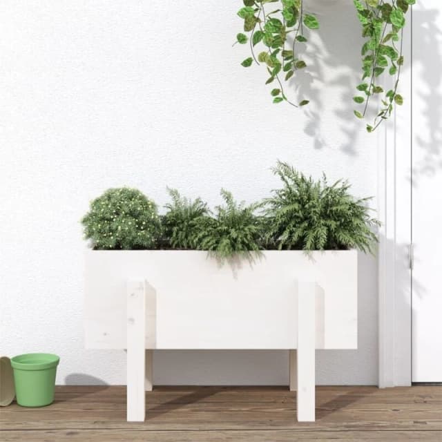 vidaXL Garden Planter White 62x30x38cm Solid Wood Pine, White 825178