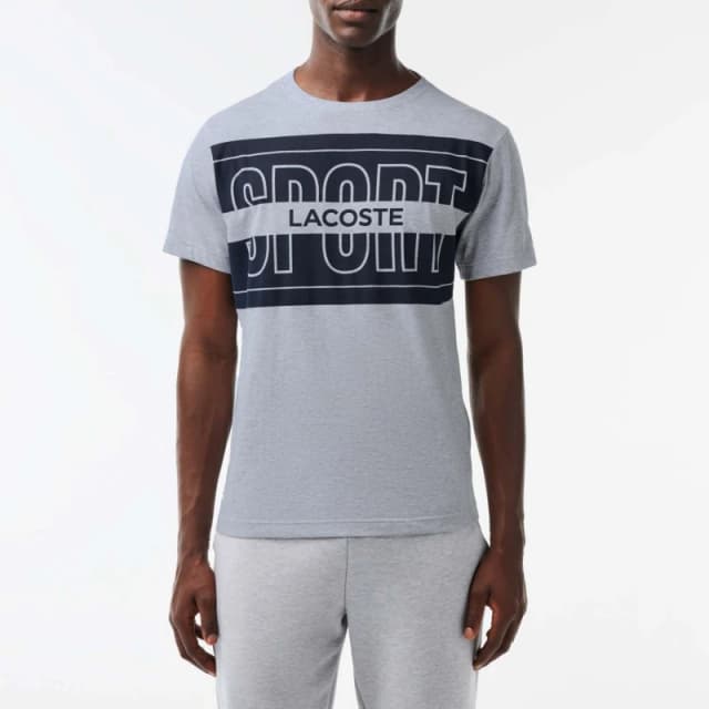 Lacoste Cotton Print Sport T-Shirt - Grey Grey XS
