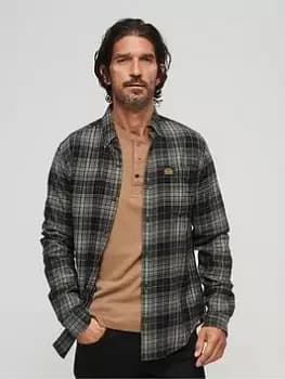 Superdry Long Sleeve Cotton Lumberjack Check Shirt - Black Size M Men