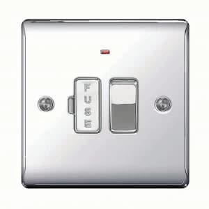 Wickes 13A Switched Fused Socket + LED Screwed Raised Flat Plate Polished Chrome