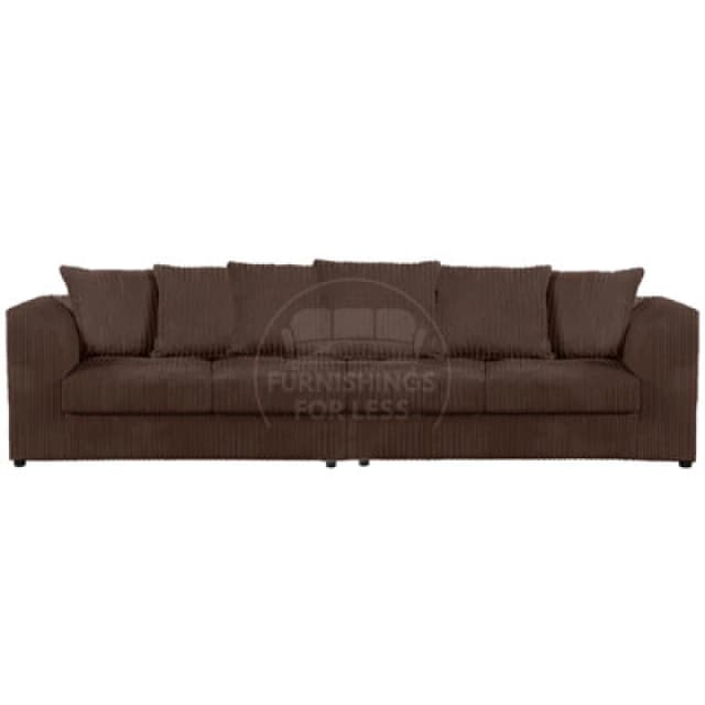 Furnishings For Less UK Luxor Long Fabric Jumbo Cord 4 Seater Sofa - Scatter Back Chocolate