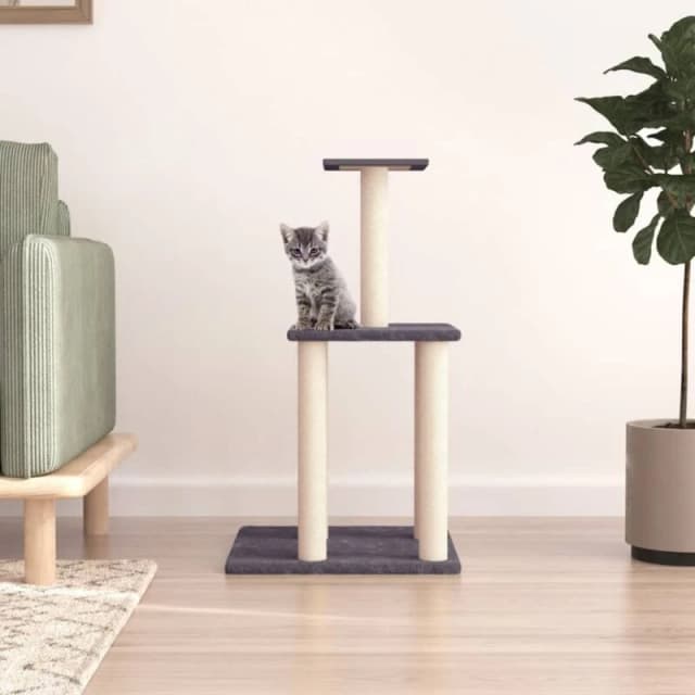 vidaXL Cat Tree w/ Sisal Scratching Posts Dark Grey 85.5cm, Grey 171740