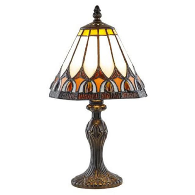Happy Homewares Art Denergy Savingtiffany Glass Table Lamp With Amber Shade