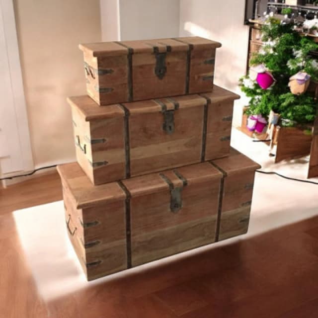 MSL 101cm Set 3 Wooden Chests 9690