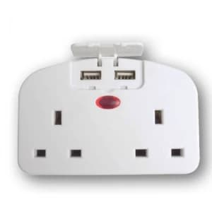 SMJ Twin UK to USA Plug Adaptor with Two USB Ports