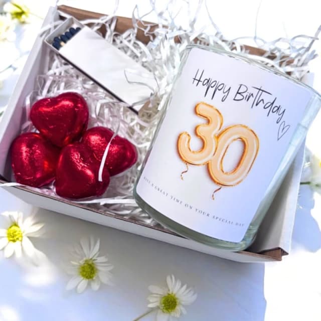 Aye Do Gifts 30th Birthday Gold Balloons Candle Gift Set Birthday Gift for Daughter or Mum