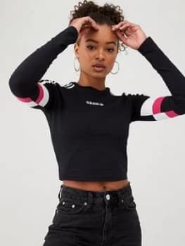 Adidas Originals T For Tech Cropped Long Sleeve - Black
