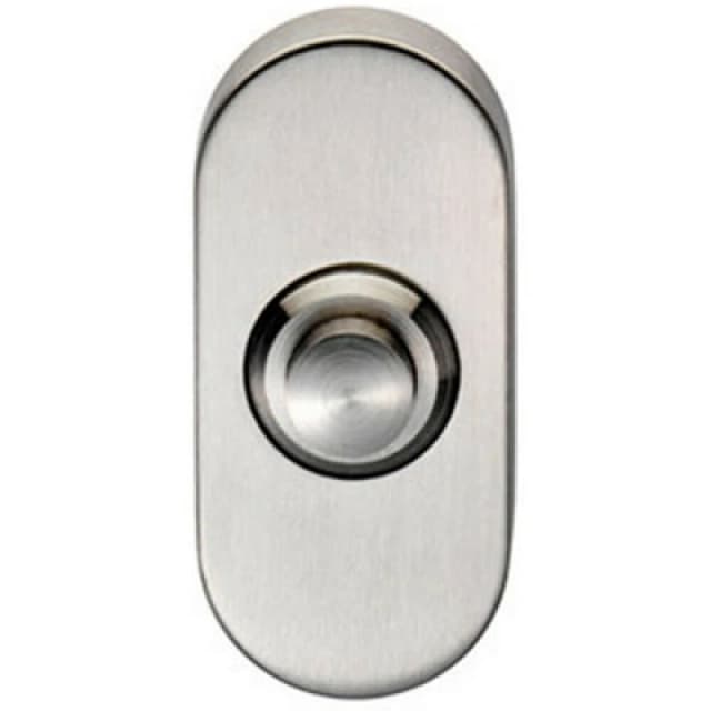 Loops Decorative Door Bell Cover Satin Stainless Steel 64 x 30mm Oval Push Button Metallics unisex