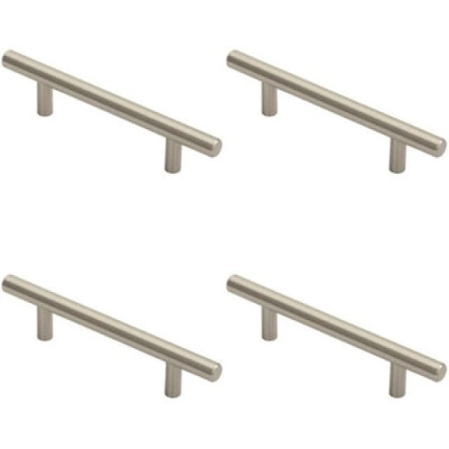 Loops 4x Round T Bar Cabinet Pull Handle 156 x 12mm 96mm Fixing Centres Satin Nickel Metallics unisex
