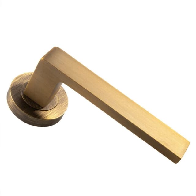 Loops PAIR Straight Square Handle on Round Rose Concealed Fix Antique Brass Metallics