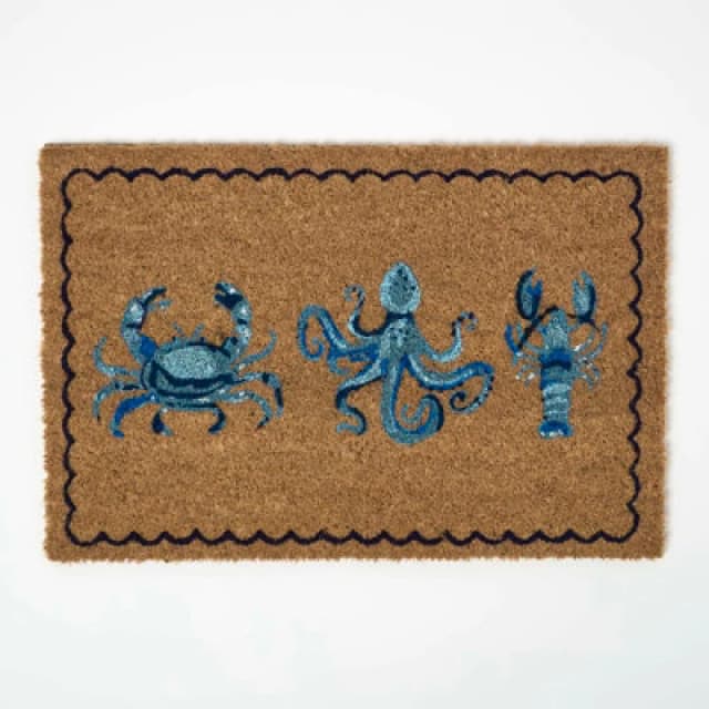 Homescapes Blue Sea Animal Non-Slip Coir Doormat