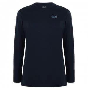 Jack Wolfskin Jack Corp Logo Long Sleeved T Shirt - Night Blue