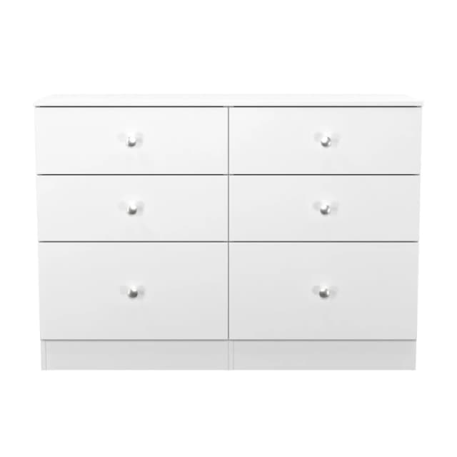 Welcome Furniture Ready Assembled Yarmouth 6 Drawer Midi Chest In White & White YAR015WGW