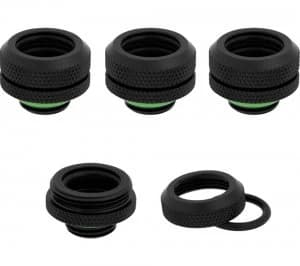 CORSAIR Hydro X Series XF 14mm Compression Fitting - G1/4", Black, Pack of 4, Black