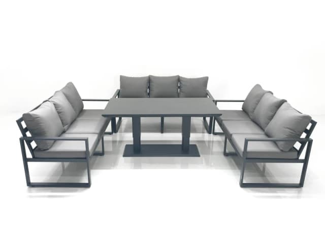 Fimous 9 Seater Garden Sofa Set Aluminium Furniture Rising Dining Tabe Set Dark Grey Dark Grey Unisex