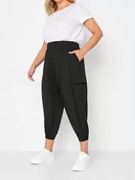 Yours Jersey Crop Cargo Harem - Black, Size 16, Women