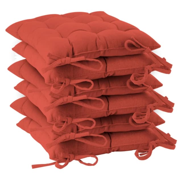 Harbour Housewares Square Garden Chair Seat Cushions - Paprika - Pack Of 6