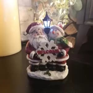 LED Battery Operated Indoor Christmas Santa and Snowman Welcome Ornament