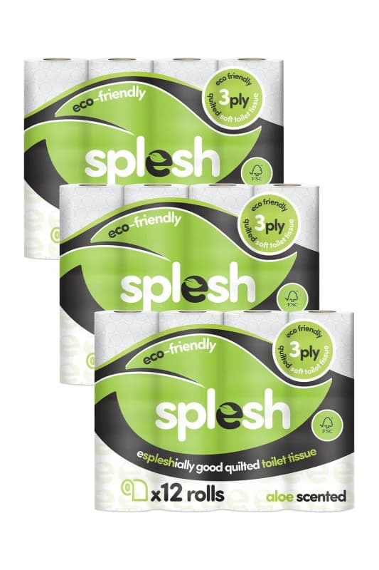 Splesh Toilet Roll' Soft & Quilted, Aloe Vera 36 Rolls in White White Unisex