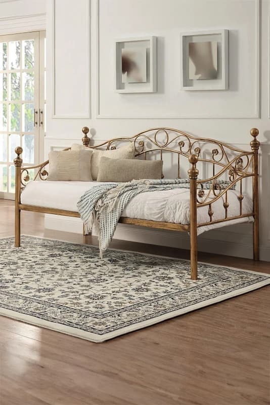 SlumberWorx Essendon Vintage Living Room Bedroom Antique Brass Metal Day Bed Bronze