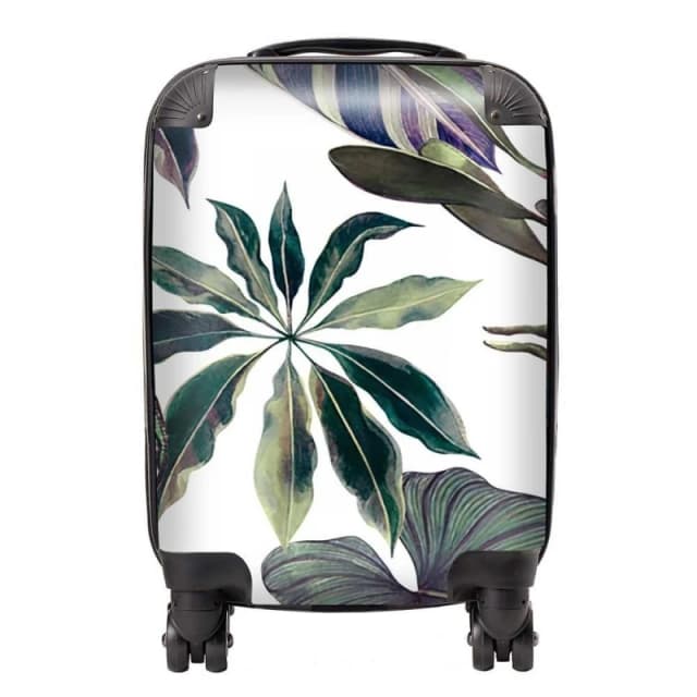 Warren Reed - Designer Watercolor Tropical Leaf Suitcase in Green Size: Large Green Unisex Large