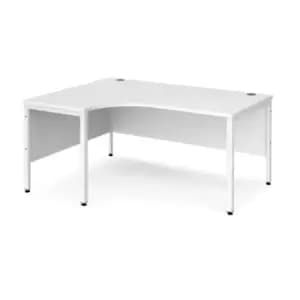 Office Desk Left Hand Corner Desk 1600mm White Top With White Frame 1200mm Depth Maestro 25 MB16ELWHWH