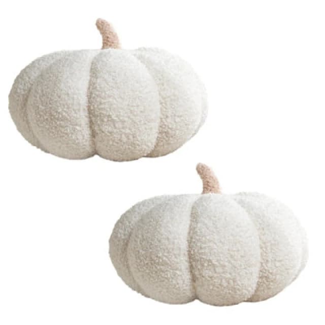 OHS OHS Pumpkin Sofa Cushion Soft Fleece Filled 2 Pack Autumn Plush Home Decor Plump in Cream Cream One Size Unisex 5027434211050